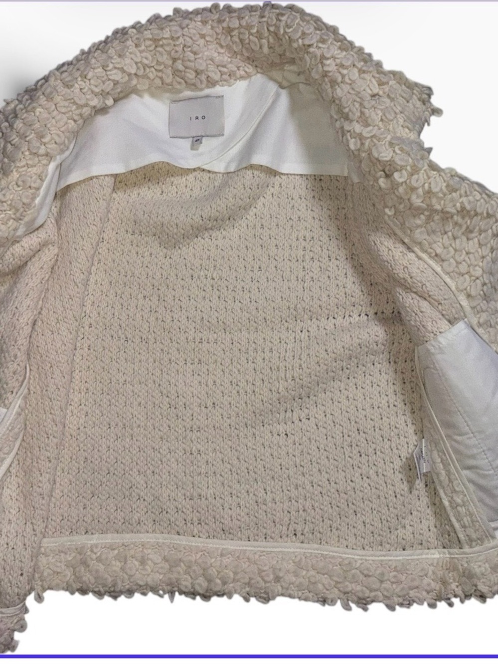 IRO Carleen Cream Shaggy Wool Blend Moto Vest Jacket Size 40 M $420 - Picture 6 of 11
